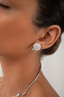 Silver 925 Sterling silver earrings with rose and stone details 96