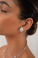 Silver 925 Sterling silver earrings with rose and stone details 96