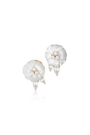Gold 925 Sterling silver earrings with rose and stone details 96