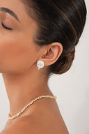 Gold 925 Sterling silver earrings with rose and stone details 96