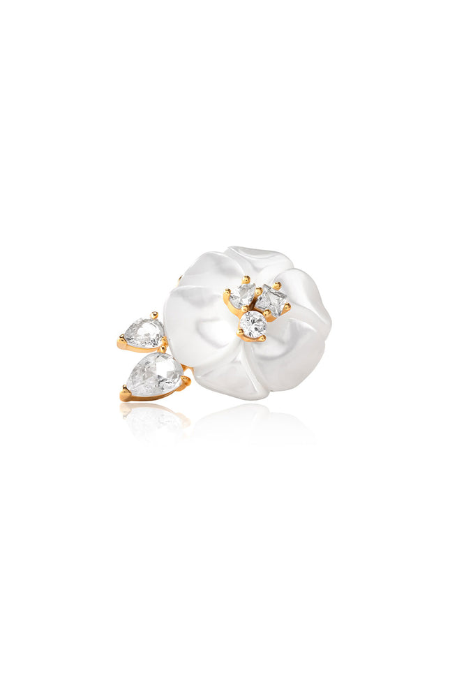 Gold 925 Sterling silver earrings with rose and stone details 96