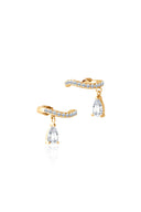 Gold 925 sterling silver cartilage earrings with crystal stone details 97