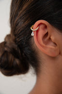 Gold 925 sterling silver cartilage earrings with crystal stone details 97