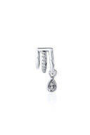 Silver Mini 925 Sterling silver ear cuff with crystal and teardrop stone details 98
