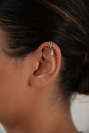 Silver Mini 925 Sterling silver ear cuff with crystal and teardrop stone details 98