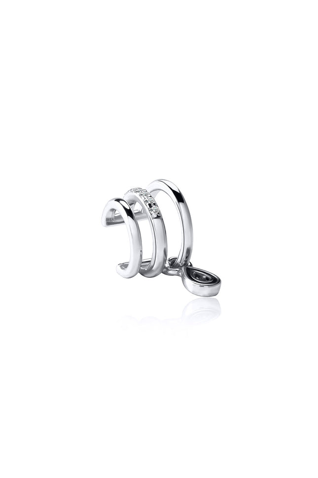 Silver Mini 925 Sterling silver ear cuff with crystal and teardrop stone details 98