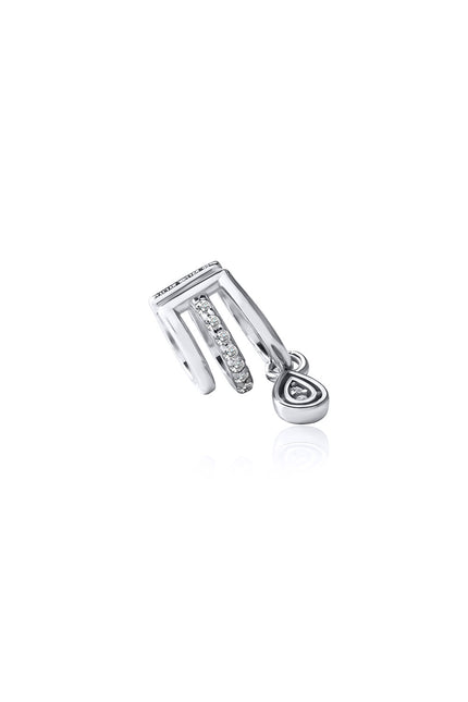Silver Mini 925 Sterling silver ear cuff with crystal and teardrop stone details 98