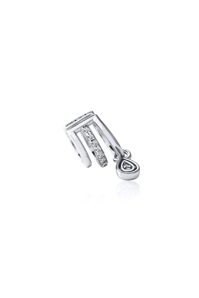 Silver Mini 925 Sterling silver ear cuff with crystal and teardrop stone details 98