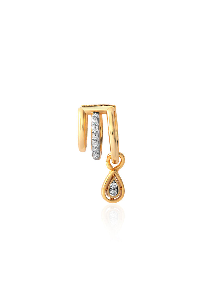 Gold Mini 925 Sterling silver ear cuff with crystal and teardrop stone details 98