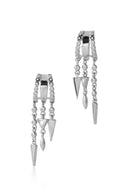Silver Short 925 sterling silver earrings with shiny stone arrangement details 99