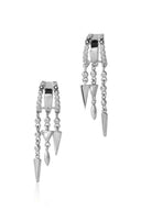 Silver Short 925 sterling silver earrings with shiny stone arrangement details 99
