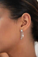 Silver Short 925 sterling silver earrings with shiny stone arrangement details 99