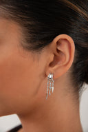 Silver Short 925 sterling silver earrings with shiny stone arrangement details 99