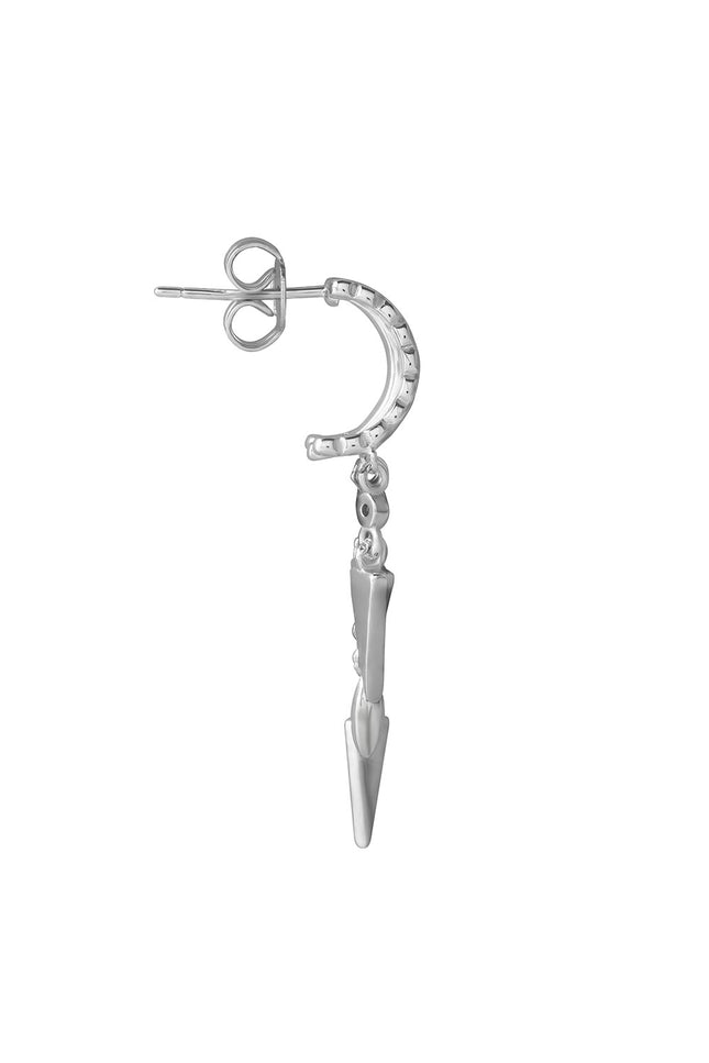 Silver Short 925 sterling silver earrings with shiny stone arrangement details 99