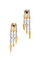 Gold Short 925 sterling silver earrings with shiny stone arrangement details 99