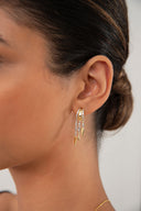 Gold Short 925 sterling silver earrings with shiny stone arrangement details 99