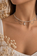 Silver 925 sterling silver necklace with pearl and chain details 350