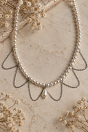 Silver 925 sterling silver necklace with pearl and chain details 350