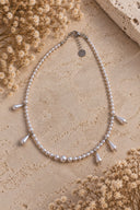 Silver 925 sterling silver necklace with pearl and drop details 351