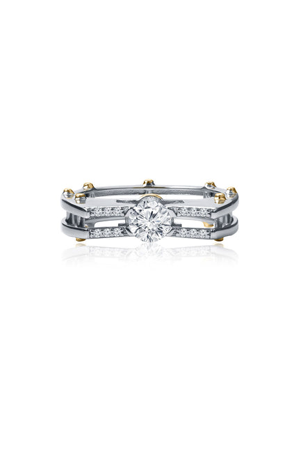 Gold 925 sterling silver ring with large crystal stone detail 132