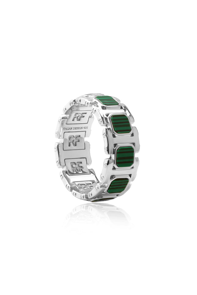 Silver 925 sterling silver ring with colorful design details 166