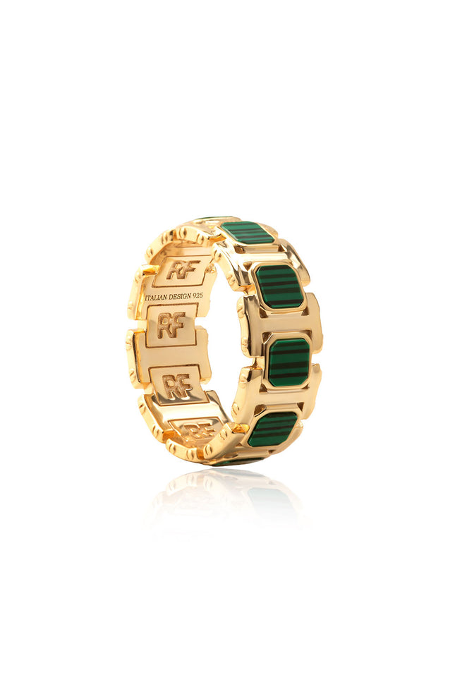 Gold 925 sterling silver ring with colorful design details 166