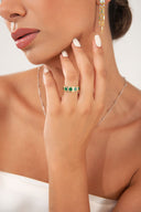 Gold 925 sterling silver ring with colorful design details 166