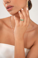 Gold 925 sterling silver ring with colorful design details 166