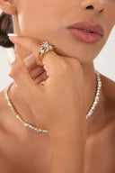 Gold 925 sterling silver ring with bow and crystal stone details 167