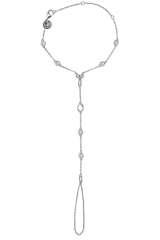 Silver 925 sterling silver hand chain with elegant crystal stone details 147