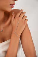 Silver 925 sterling silver hand chain with elegant crystal stone details 147