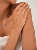 Silver 925 sterling silver hand chain with elegant crystal stone details 147