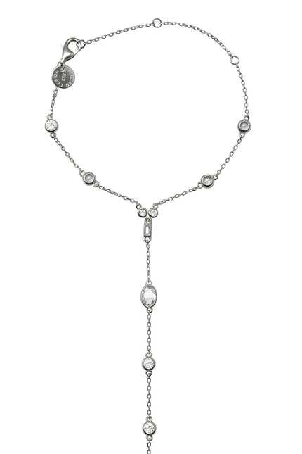 Silver 925 sterling silver hand chain with elegant crystal stone details 147