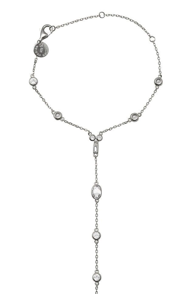 Silver 925 sterling silver hand chain with elegant crystal stone details 147