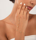 Gold 925 sterling silver hand chain with elegant crystal stone details 147