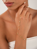 Gold 925 sterling silver hand chain with elegant crystal stone details 147