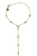 Gold 925 sterling silver hand chain with elegant crystal stone details 147