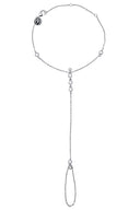 Silver 925 sterling silver hand chain with sparkling crystal accents 148