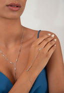 Silver 925 sterling silver hand chain with sparkling crystal accents 148