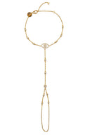 Gold Sparkling 925 sterling silver hand chain with eye detail 149