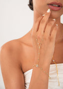 Gold Sparkling 925 sterling silver hand chain with eye detail 149