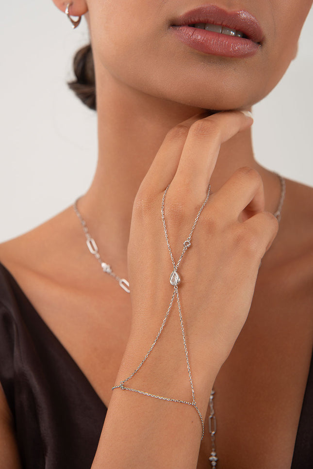 Silver 925 sterling silver shahmaran with teardrop stone detail 152