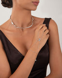 Silver 925 sterling silver shahmaran with moon and crystal stone details 157