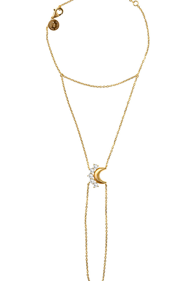 Gold 925 sterling silver shahmaran with moon and crystal stone details 157