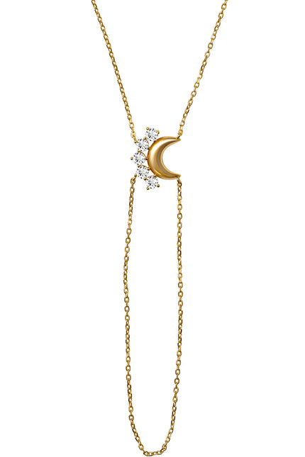 Gold 925 sterling silver shahmaran with moon and crystal stone details 157