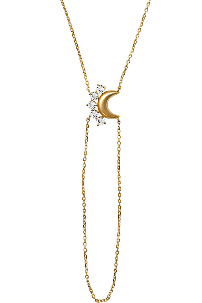Gold 925 sterling silver shahmaran with moon and crystal stone details 157