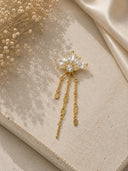 Gold 925 sterling silver stone and dangle chain detail piercing 210