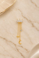 Gold 925 sterling silver moon and sparkling crystal stone detail piercing 231