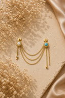 Gold 925 sterling silver blue stone and chain detail piercing 268