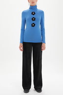 Navy Blue Accessory detail  woven  blouse  19665-B